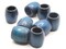 8 16mm Wooden Barrel Large Hole Blue Vintage Wood Beads Chunky Macrame Beads